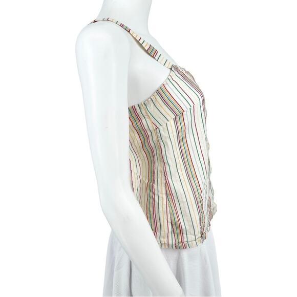 Madewell Women’s Button-Front Multicolored Striped Cropped Cami Top Size Small - Picture 6 of 6